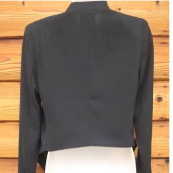 Anthro Elevenses Black Lace Trim Blazer - Picture 7 of 8